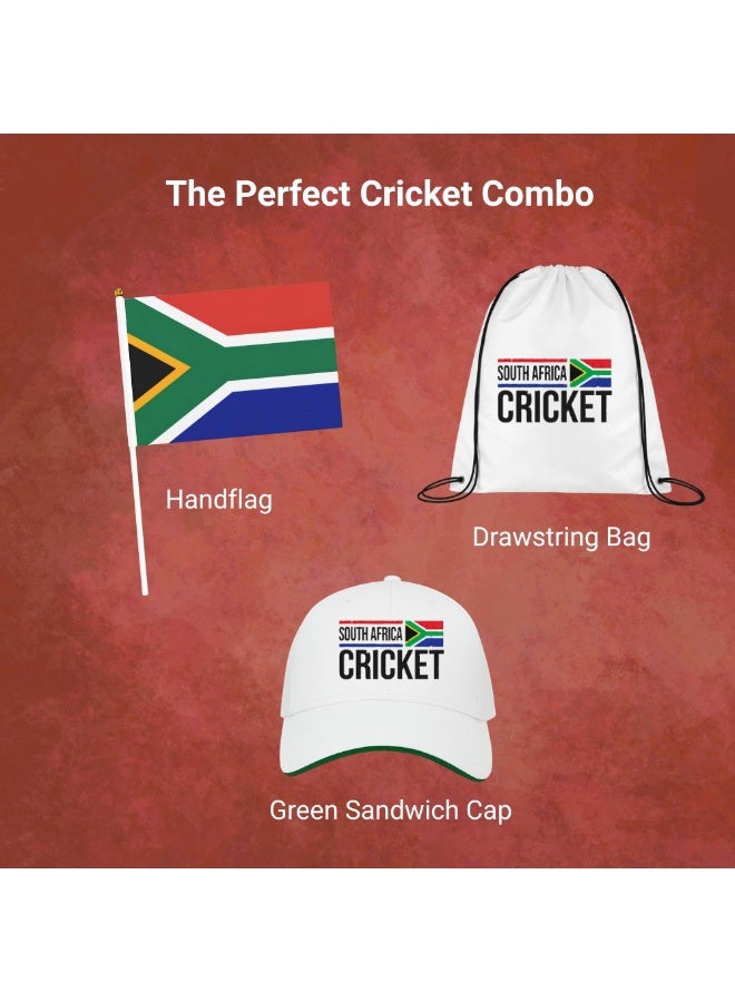 South Africa Sports Fans Combo Pack - Pack of 3 - Drawstring Bag, Hand Flag and Cap - South Africa Sports Enthusiasts Combo Pack - Ideal for Sports Matches and Events - Image 3